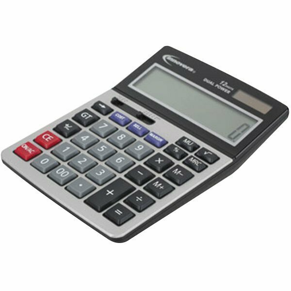 Innovera 15968 5'' x 7'' 12-Digit LCD Solar / Battery Powered Minidesk Calculator 328IVR15968